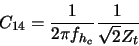 \begin{displaymath} C_{14} = \frac{1}{2 \pi f_{h_{c}}} \frac{1}{\sqrt{2} Z_{w}}
\end{displaymath}