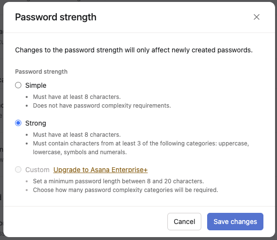 Custom Password Strength > 8 length!?