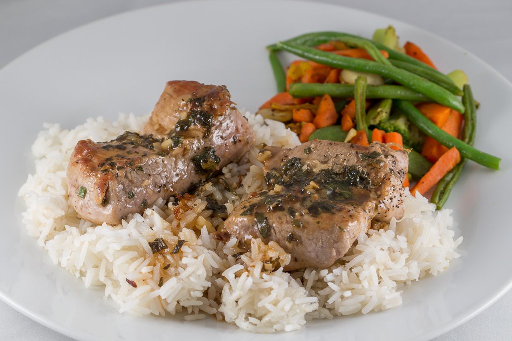 Pork Fillets with Cider Sauce and Jasmine Rice - 1DX