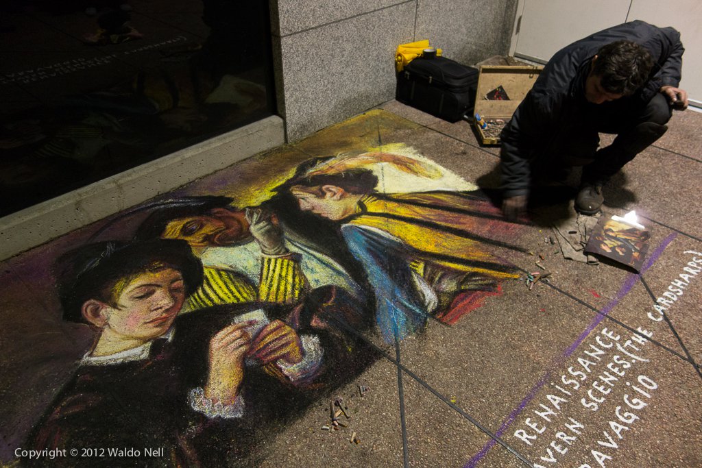 Street artist at work in downtown Vancouver