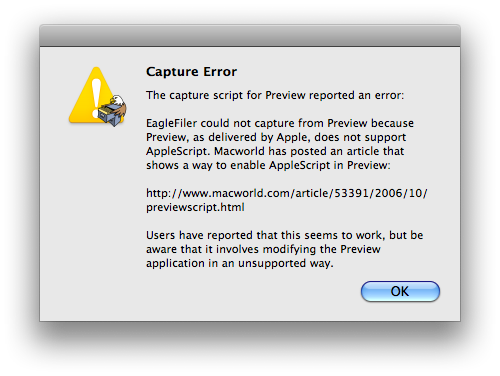 EagleFiler Capture Error