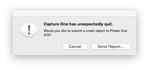 Capture One Pro Crashing - Capture One has unexpectedly quit