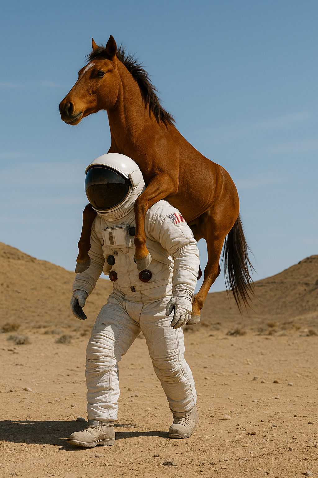 Horse riding astronaut