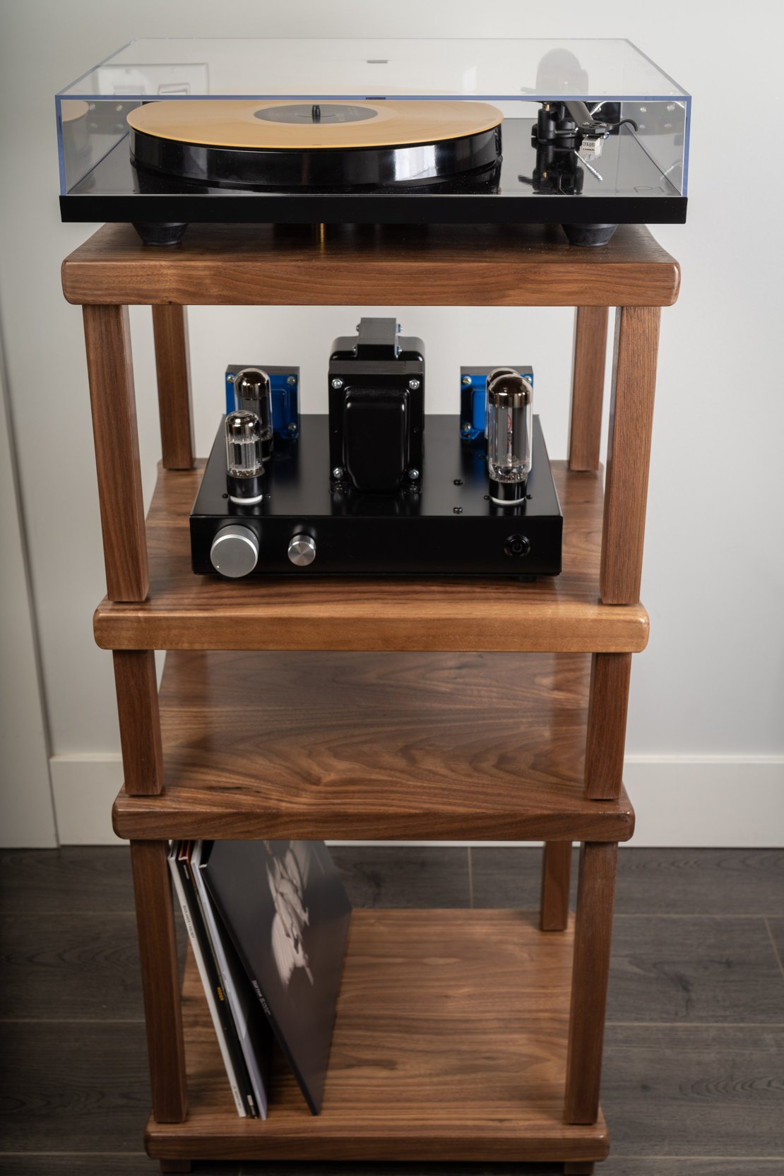 Stand with tube amp and record player